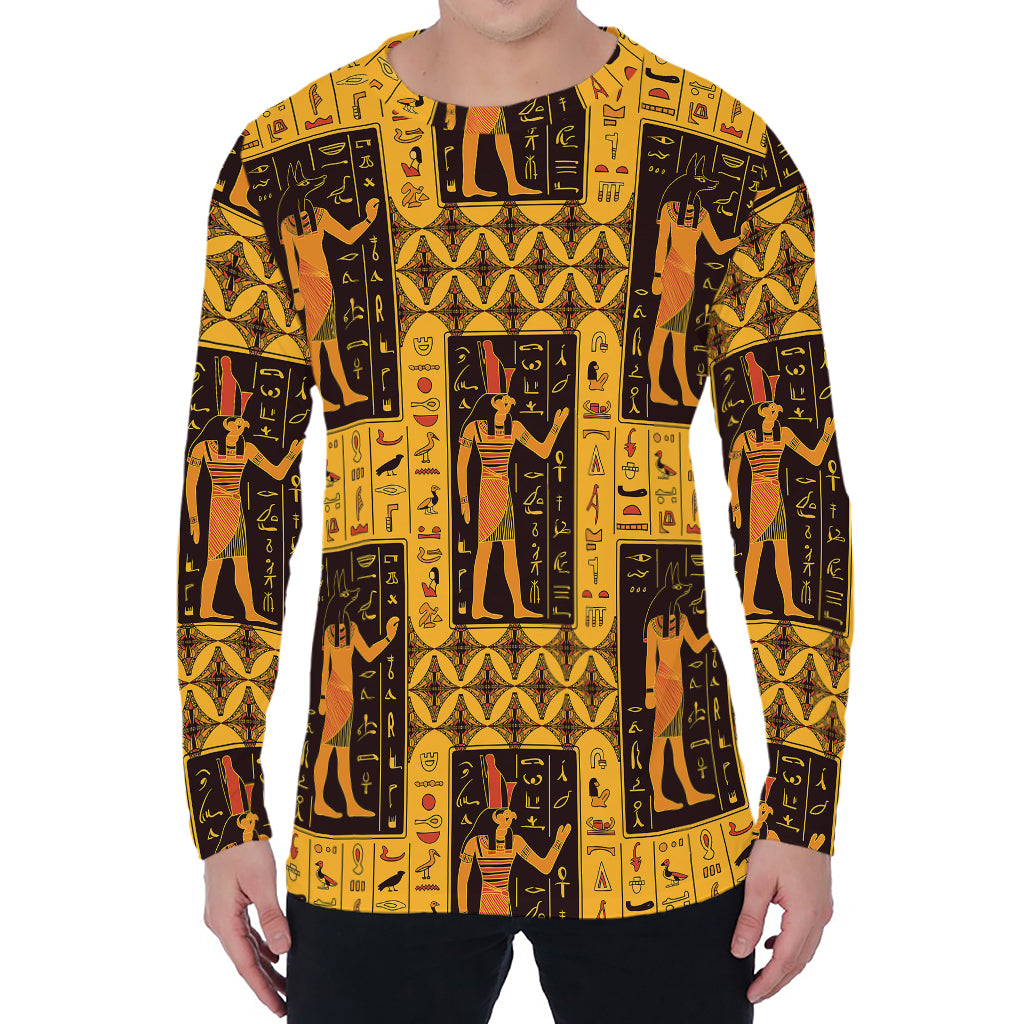 Egyptian Gods And Hieroglyphs Print Men's Long Sleeve T-Shirt