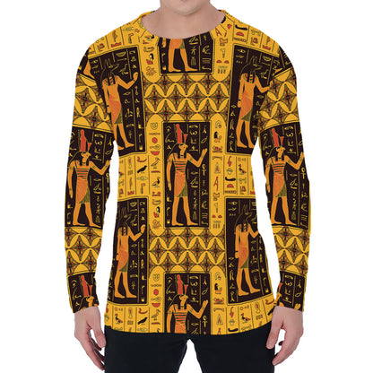 Egyptian Gods And Hieroglyphs Print Men's Long Sleeve T-Shirt