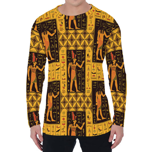 Egyptian Gods And Hieroglyphs Print Men's Long Sleeve T-Shirt