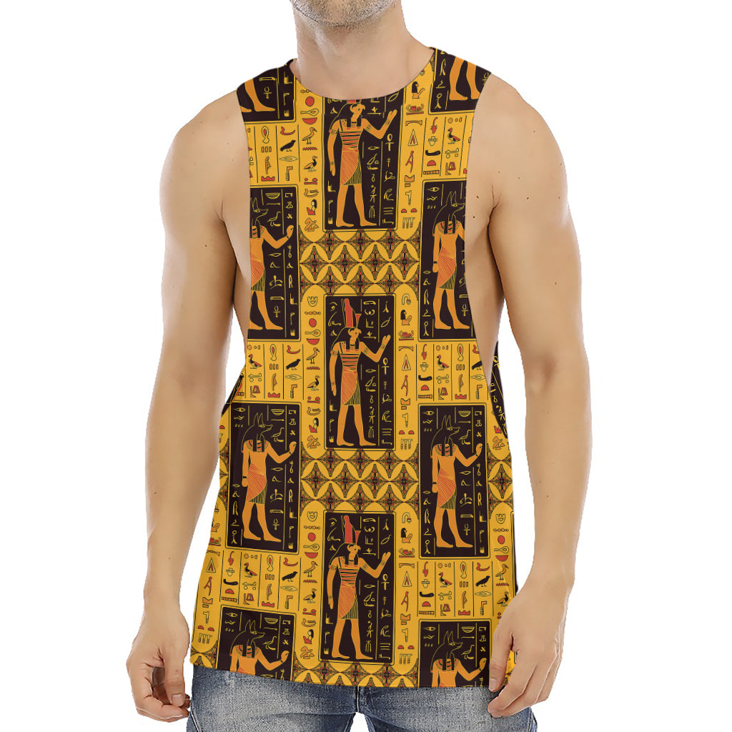 Egyptian Gods And Hieroglyphs Print Men's Muscle Tank Top
