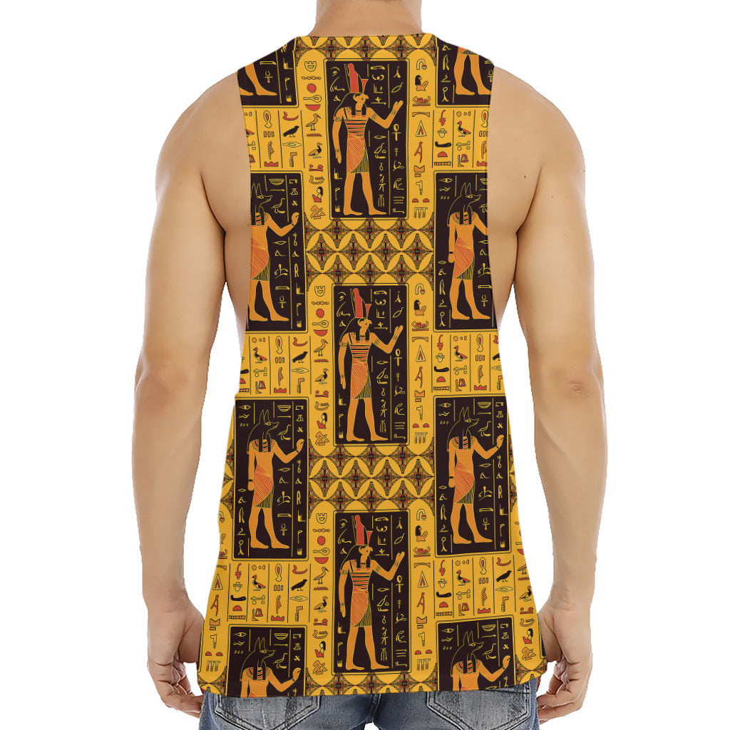 Egyptian Gods And Hieroglyphs Print Men's Muscle Tank Top
