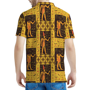 Egyptian Gods And Hieroglyphs Print Men's Polo Shirt