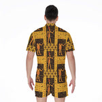 Egyptian Gods And Hieroglyphs Print Men's Rompers