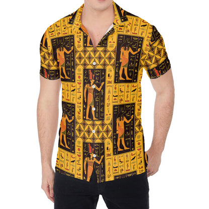 Egyptian Gods And Hieroglyphs Print Men's Shirt