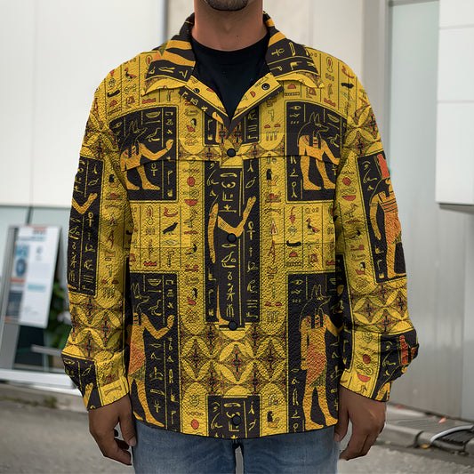 Egyptian Gods And Hieroglyphs Print Men's Shirt Jacket