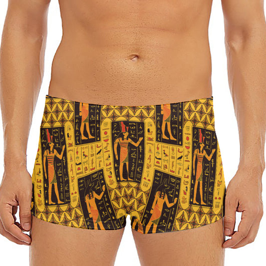 Egyptian Gods And Hieroglyphs Print Men's Short Boxer Briefs