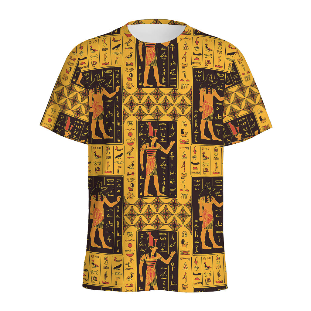 Egyptian Gods And Hieroglyphs Print Men's Sports T-Shirt