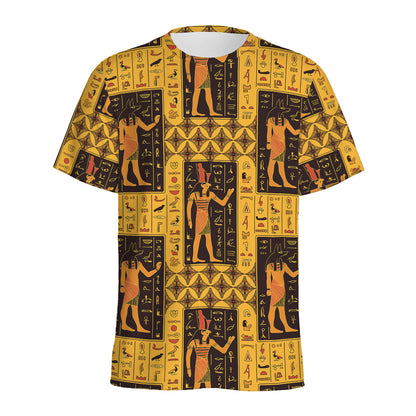 Egyptian Gods And Hieroglyphs Print Men's Sports T-Shirt