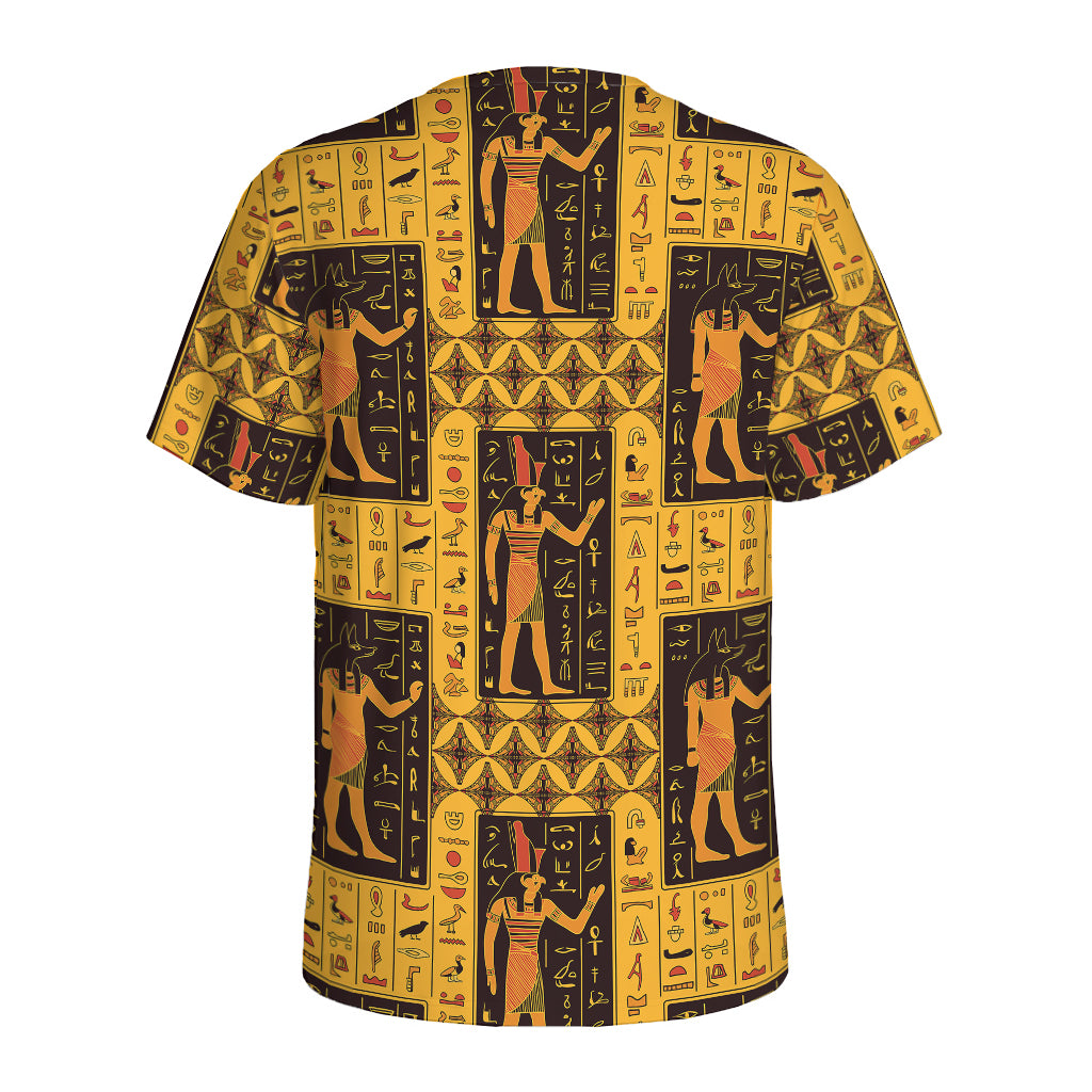 Egyptian Gods And Hieroglyphs Print Men's Sports T-Shirt