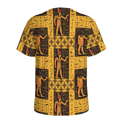 Egyptian Gods And Hieroglyphs Print Men's Sports T-Shirt