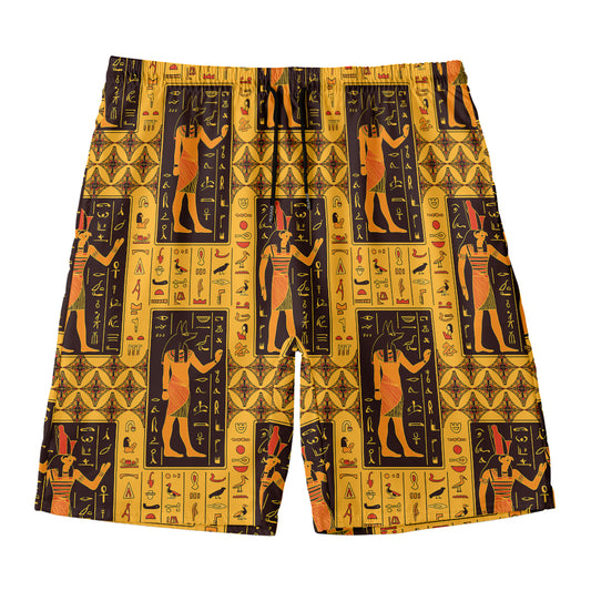 Egyptian Gods And Hieroglyphs Print Men's Swim Trunks
