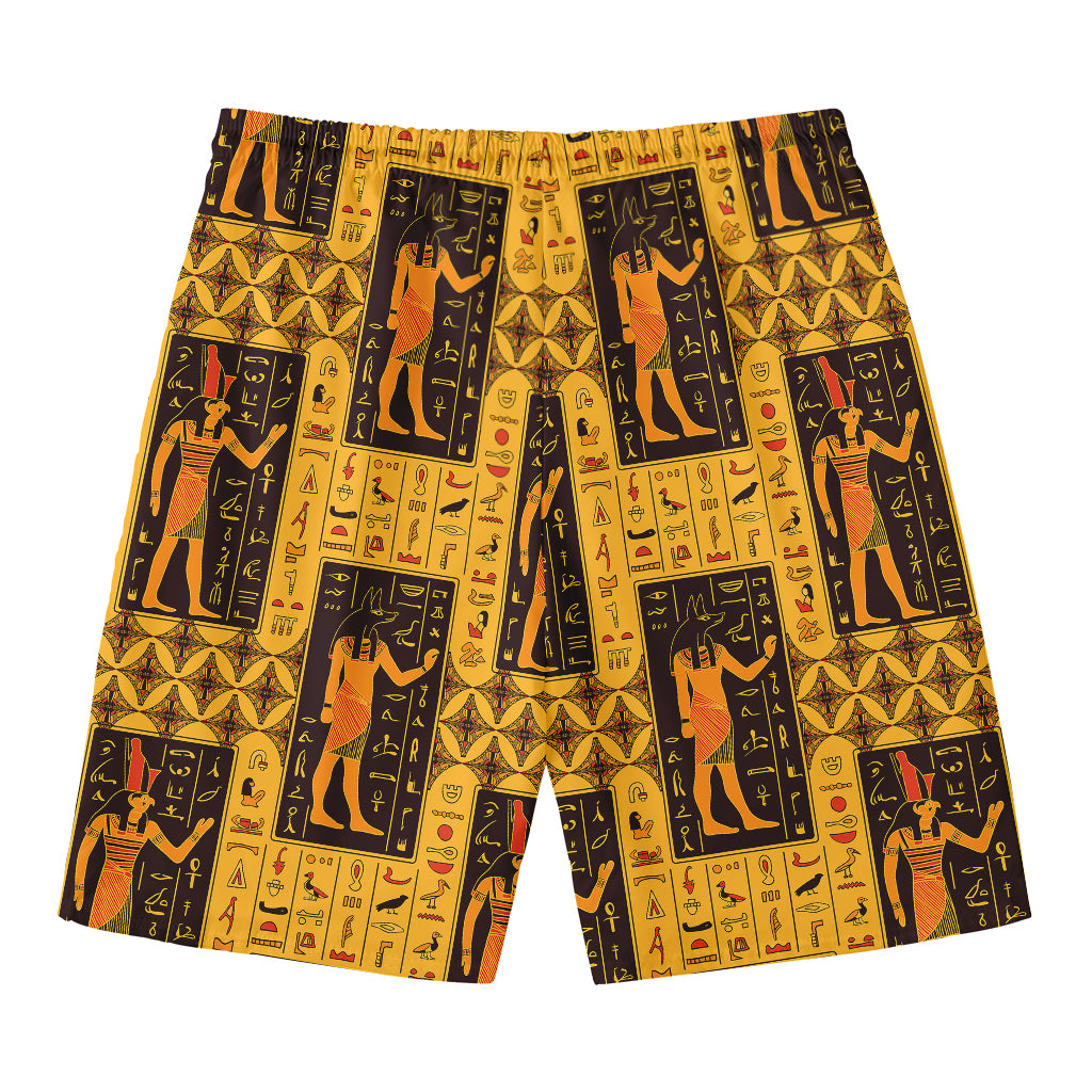 Egyptian Gods And Hieroglyphs Print Men's Swim Trunks