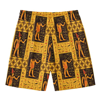 Egyptian Gods And Hieroglyphs Print Men's Swim Trunks