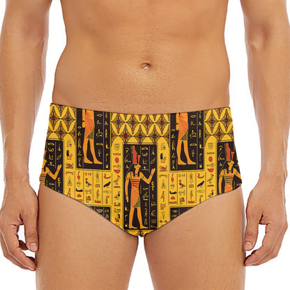 Egyptian Gods And Hieroglyphs Print Men's Triangle Swim Briefs