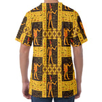 Egyptian Gods And Hieroglyphs Print Men's Velvet T-Shirt