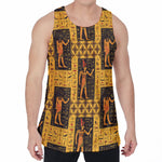 Egyptian Gods And Hieroglyphs Print Men's Velvet Tank Top