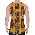 Egyptian Gods And Hieroglyphs Print Men's Velvet Tank Top