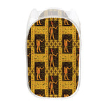 Egyptian Gods And Hieroglyphs Print Mesh Laundry Hamper