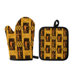 Egyptian Gods And Hieroglyphs Print Oven Mitt And Pot Holder Set