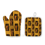 Egyptian Gods And Hieroglyphs Print Oven Mitt And Pot Holder Set
