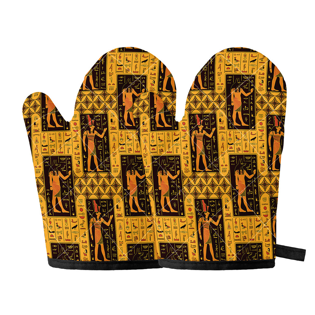 Egyptian Gods And Hieroglyphs Print Oven Mitts