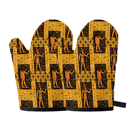 Egyptian Gods And Hieroglyphs Print Oven Mitts