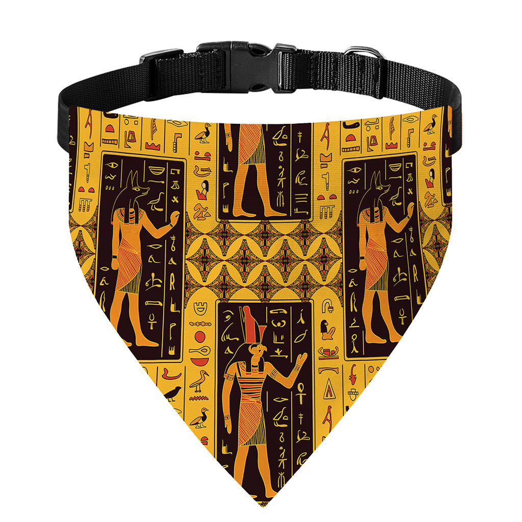 Egyptian Gods And Hieroglyphs Print Over The Collar Dog Bandana