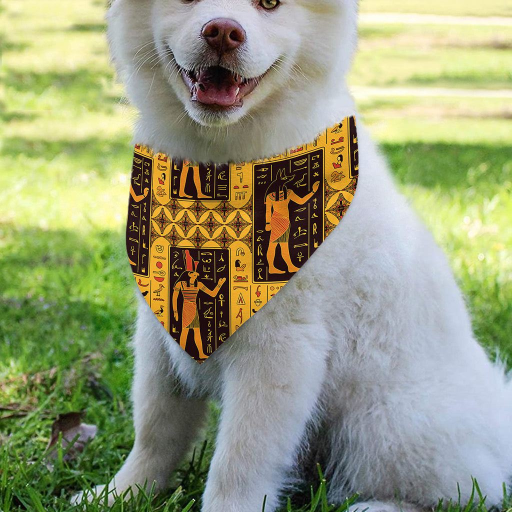 Egyptian Gods And Hieroglyphs Print Over The Collar Dog Bandana
