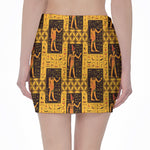 Egyptian Gods And Hieroglyphs Print Pencil Mini Skirt