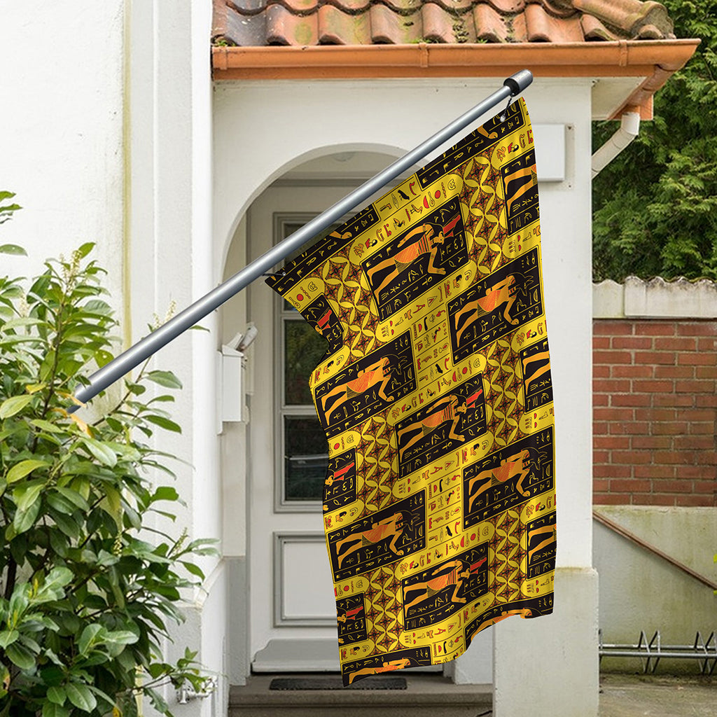 Egyptian Gods And Hieroglyphs Print Polyester Flag