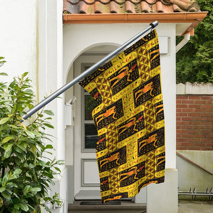 Egyptian Gods And Hieroglyphs Print Polyester Flag