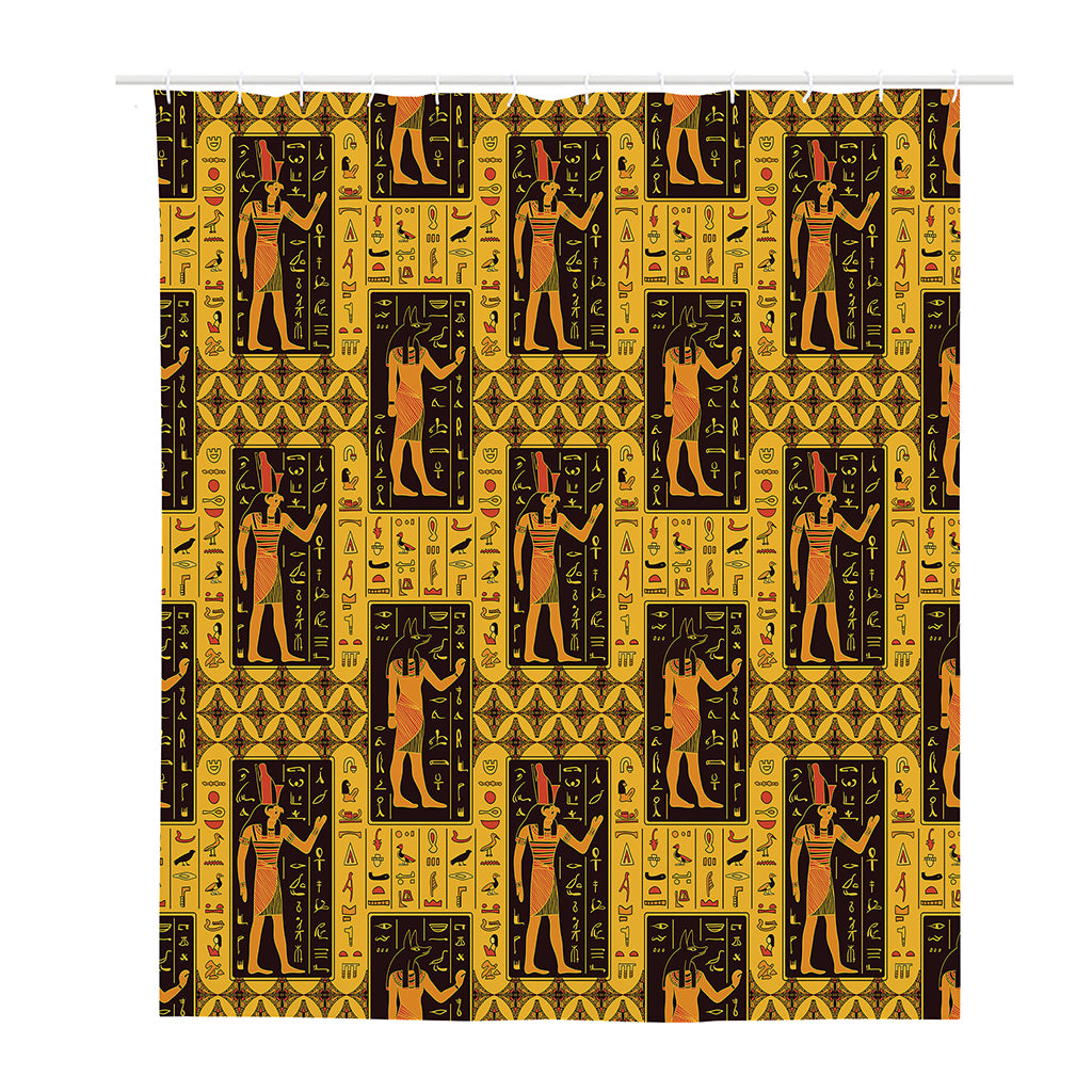 Egyptian Gods And Hieroglyphs Print Polyester Shower Curtain