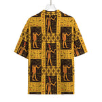 Egyptian Gods And Hieroglyphs Print Rayon Hawaiian Shirt