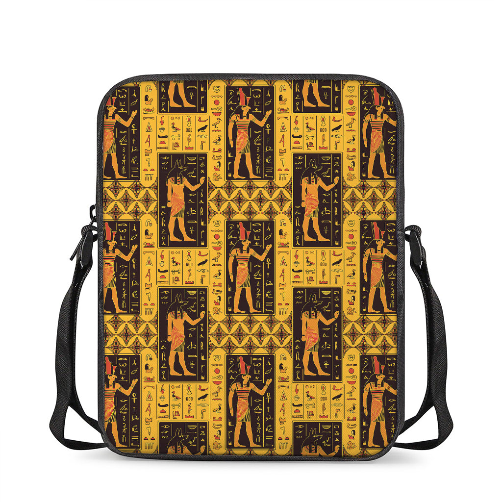 Egyptian Gods And Hieroglyphs Print Rectangular Crossbody Bag