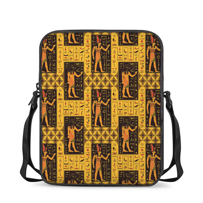 Egyptian Gods And Hieroglyphs Print Rectangular Crossbody Bag