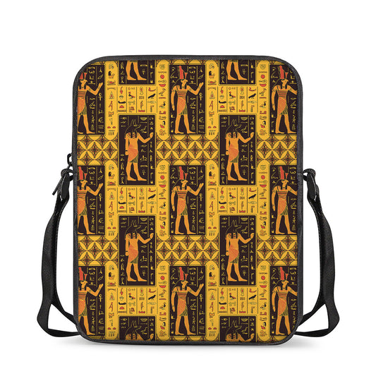Egyptian Gods And Hieroglyphs Print Rectangular Crossbody Bag