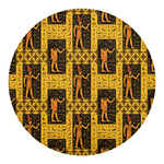 Egyptian Gods And Hieroglyphs Print Round Blanket