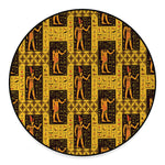 Egyptian Gods And Hieroglyphs Print Round Floor Mat