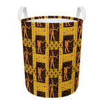 Egyptian Gods And Hieroglyphs Print Round Laundry Basket