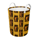 Egyptian Gods And Hieroglyphs Print Round Laundry Basket