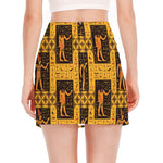 Egyptian Gods And Hieroglyphs Print Side Slit Mini Skirt
