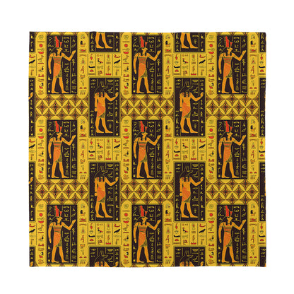 Egyptian Gods And Hieroglyphs Print Silk Bandana