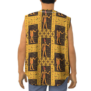 Egyptian Gods And Hieroglyphs Print Sleeveless Baseball Jersey