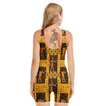 Egyptian Gods And Hieroglyphs Print Sleeveless One Piece Swimsuit
