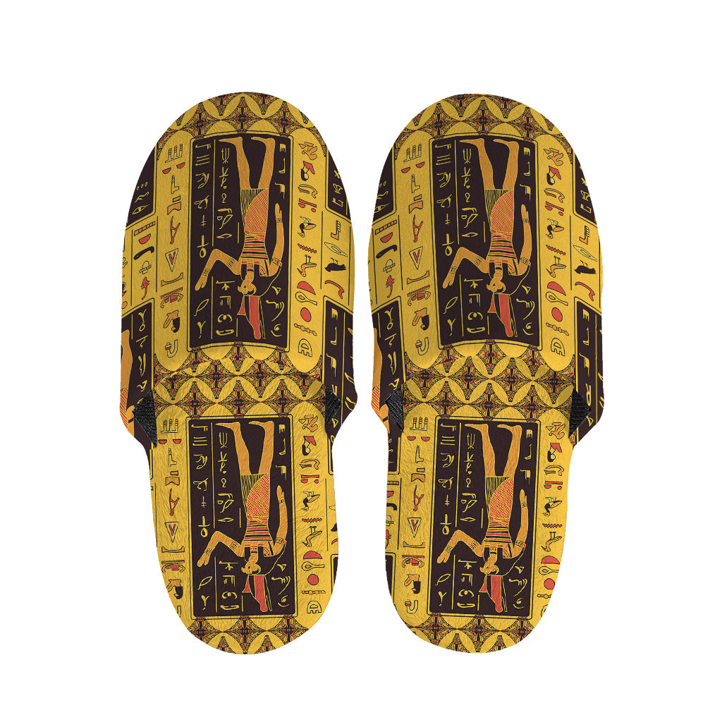 Egyptian Gods And Hieroglyphs Print Slippers