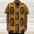 Egyptian Gods And Hieroglyphs Print Textured Short Sleeve Shirt