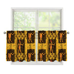 Egyptian Gods And Hieroglyphs Print Tier Curtains