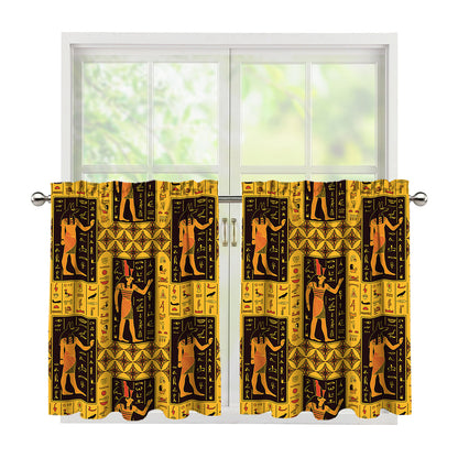 Egyptian Gods And Hieroglyphs Print Tier Curtains