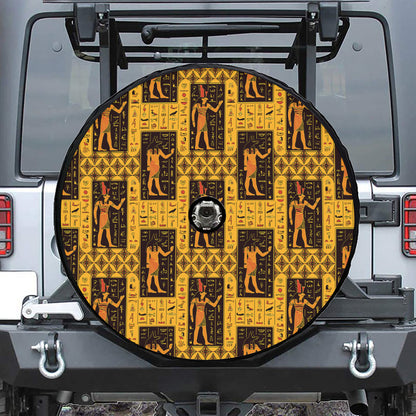 Egyptian Gods And Hieroglyphs Print Tire Cover With Camera Hole