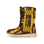 Egyptian Gods And Hieroglyphs Print Winter Boots